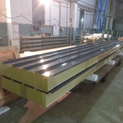 Three-layer metal roofing panels with polystyrene foam insulation