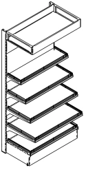 Shelving unit of the third type, one-sided, straight (wall-mounted) ST3-P