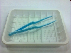 Disposable sterile polymer bayonet forceps 150 mm in tray