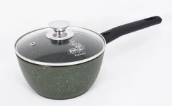 Cast aluminium 1,5L saucepan (with non-stick coating) TM Kukmara, with removable Bakelite handle, glass lid