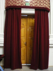 Door curtain, on eyelets (functional and decorative curtain made of fabric materials)