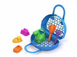 Sand Set #115 (3 "Cars" moulds, rake, scoop, watering can, bag - basket)