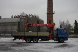 Special purpose vehicle with KMA type hydraulic loading crane on the basis of KAMAZ 65117 and its modifications 64K03N-U8