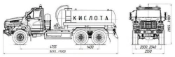 Acid tank truck ???-10 4680M1-60 on URAL 4320-6951-70, 4320-6951-72, 4320-6951-74 chassis.