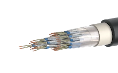 Ship communication cable of fire-resistant SSPCEVng(A)-FRHF grade with silane-cross-linked polyethylene insulation, with shielde