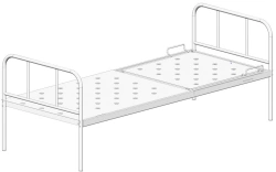 KF0-01-"MSC" (MSC-125M) - General hospital bed with headrest, without wheels, metal backrests, bed - steel sheet, mechanical