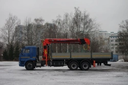 Special purpose vehicle with KMA type hydraulic loading crane on the basis of KAMAZ 65117 and its modifications 64K02N-U9