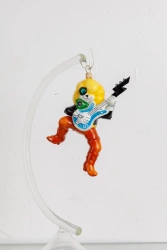 Licence Christmas tree toy made of glass "Cat with guitar"