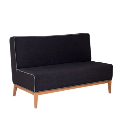 Upholstered sofa on wooden frame