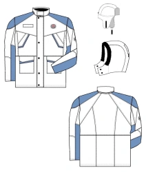 Men's suit (jacket, dungaree) for protection against low temperatures, general industrial contamination and mechanical effects: