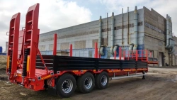 Semitrailer Politrans 94163-032. In design: metal platform with a loading platform, with ladders, with flatbed in the front part