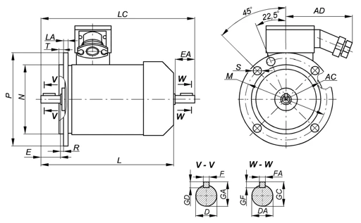 Explosion-Proof Three-Phase Induction Motors, Rotor Height 250-280mm, < 75kW