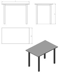 Dining table on square tube (series STO.O.KV)