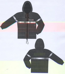 Men's suit (jacket, trousers) for protection against water made of jacket synthetic fabrics with water-repellent finish. Model: