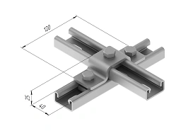 Rectangular bracket for profile SMUP 41x21 SMA 630, with overall dimensions 40x25x120 mm, metal thickness 5,0 mm, stainless stee