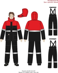 Women's suit (jacket, trousers) for protection against short-term exposure to open flame, thermal radiation, convective t