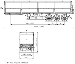 Tipper semi-trailer AM9560-30S with axles CEYLAN AS-1210-225-ST-OV with payload capacity of 12 tonnes