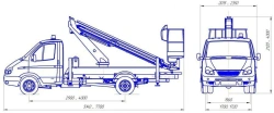 Means of transport equipped with lifts with working platforms R180T, VA180T Velmash-S type 27191 modification 27191N on b