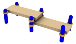 Horizontal gymnastics bench, double, multi-level, for performing the tests "Bending and extending arms in a gymnastic position o