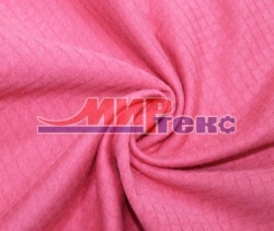 Synthetic knitted fabric (B-70%, PE-30%) smoothly dyed, jacquard patterned, two-layer with horizontal weft.