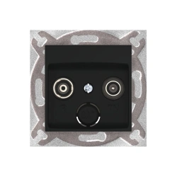 CADUCEUS ALING PRESTIGE Flush-mounted aerial TV/FM feed-through socket, black (soft touch), item no. 6012P.E1 (mechanism). 6012P
