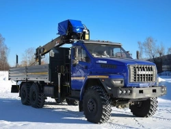 Special purpose vehicle with hydraulic loading crane of MKMA type on the basis of URAL 4320 and its modifications U0K04N-4L120