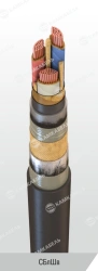 Power cable with copper conductors with paper insulation impregnated with viscous or non-flowing composition for voltage 6, 10 k