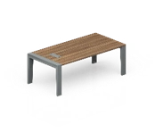 Executive desk on metal supports