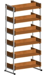Shelving unit with metal frame. Standard