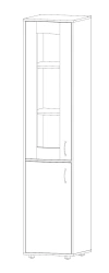 Narrow cupboard with glass