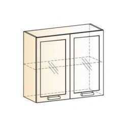 Double-door hinged cupboard with shelf with glass Model: SHN-4 of "Edelwood" trade mark