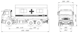 Medical service van on the chassis of vehicles type 57563 of modification :57550Z on the basis of KAMAZ chassis of modification