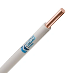 Single-core wire with copper core, with insulation made of polyvinylchloride plasticate of reduced fire hazard and low toxicity.