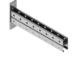 Reinforced console SMO 41x41x2,5D-000, with overall dimensions from 41x82x150 mm to 41x82x1000 mm, metal thickness 2,5 mm, steel