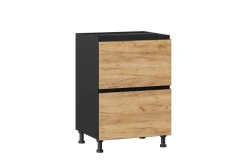 Sherwood LD.281140.000 Kitchen cabinet front 600 with 2 drawers LUX (4) (Golden Oak/Black )