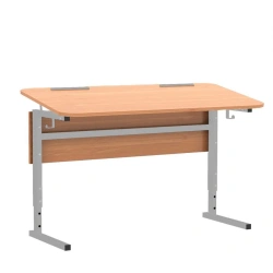 Pupil's table adjustable with sloping table top