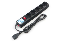 Filter-extension Power Cube 3,0 m for connection to UPS (C14), 5 outlets (black) 10A/2,2kW