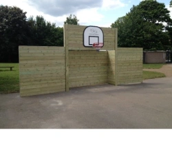 Football goal with basketball board