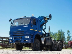 Special purpose vehicle with hydraulic loading crane of KMA type on the basis of KAMAZ 5350 and its modifications 51K12N-UB
