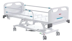 MEGI Tempo 1 Medical Functional Bed with electric height adjustment, plastic backrests, slatted side rails.