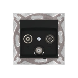 CADUCEUS ALING PRESTIGE Flush-mounted aerial TV/FM/SAT socket, black (soft touch), Art. 6012S.?1 (mechanism)