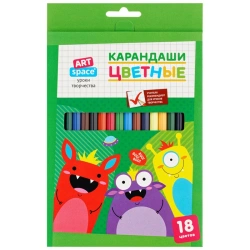 Coloured pencils ArtSpace "Monsters", 18 colours, sharpened, cardboard, europodweight