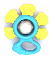 Rattle "Flower" (in bag with holder) yellow-blue