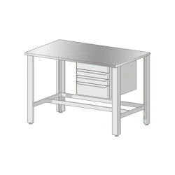 Locksmith workbench with 304 stainless steel worktop and drawers. 1200x750 mm. (height 850 mm)