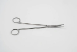VZ-N-8, Scissors for soft tissue dissection in deep cavity, vertically curved, 230 mm.