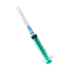 Single-use three-detail sterile injecting syringe with Luer 3 ml tip and injection needle