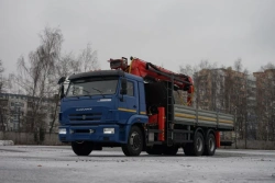 Special purpose vehicle with KMA type hydraulic loading crane on the basis of KAMAZ 65117 and its modifications 64K02G-LA