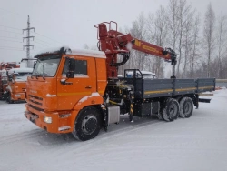Special purpose vehicle with KMA type hydraulic loading crane on the basis of KAMAZ 65117 and its modifications 64K33N-UD