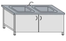 Laboratory table with double sink "fibreglass" SM-4(m)