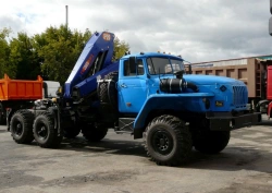 Special purpose vehicle with hydraulic loading crane type MKMA on the basis of URAL 5557 and its modifications U0K07N-5Z152